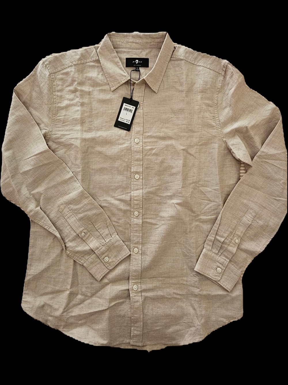 7 For All Mankind Men's Button-Down Shirt in Beige